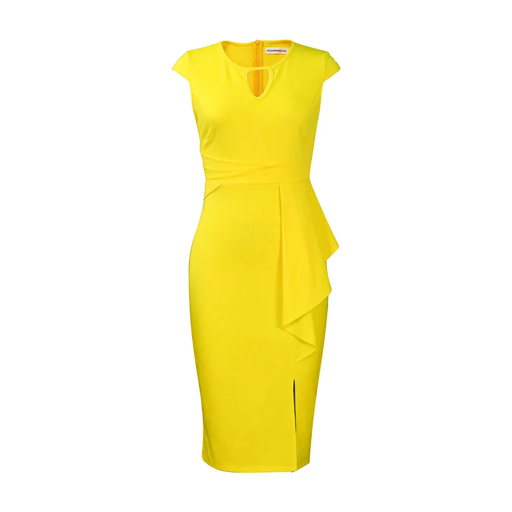 Mid-Calf Sleeveless Bodycon Dress for Women with Crew Neck and Split Decoration in Polyester Spandex from Dhgate Work Dresses - price 35.66 Mid-Calf Sleeveless Bodycon Dress for Women with Crew Neck and Split Decoration in Polyester Spandex from Dhgate Work Dresses - price 35.66