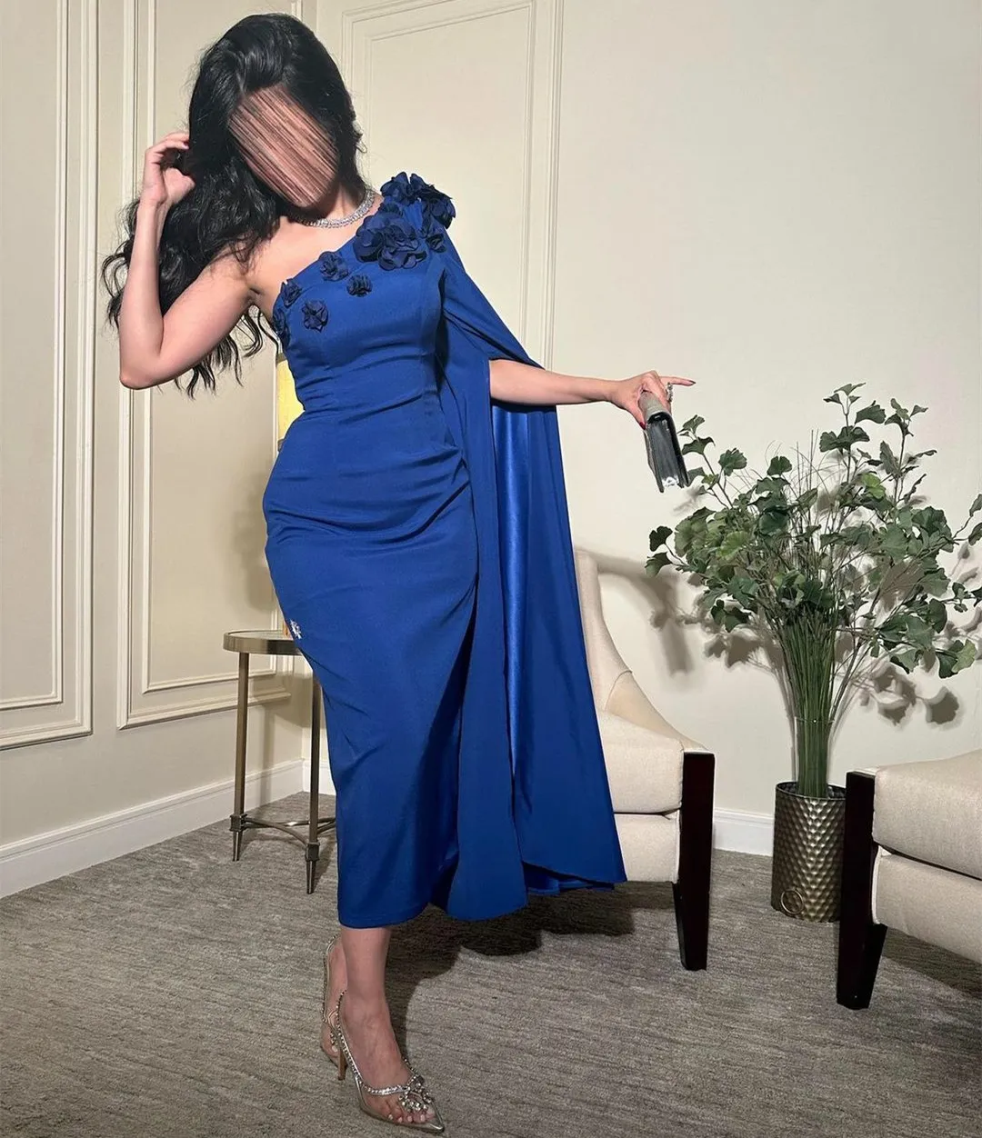 blue trench coat dress Blue V-Neck Satin Long Prom Dress, Simple A-Line Evening Dress US 14 / Blue main image 1