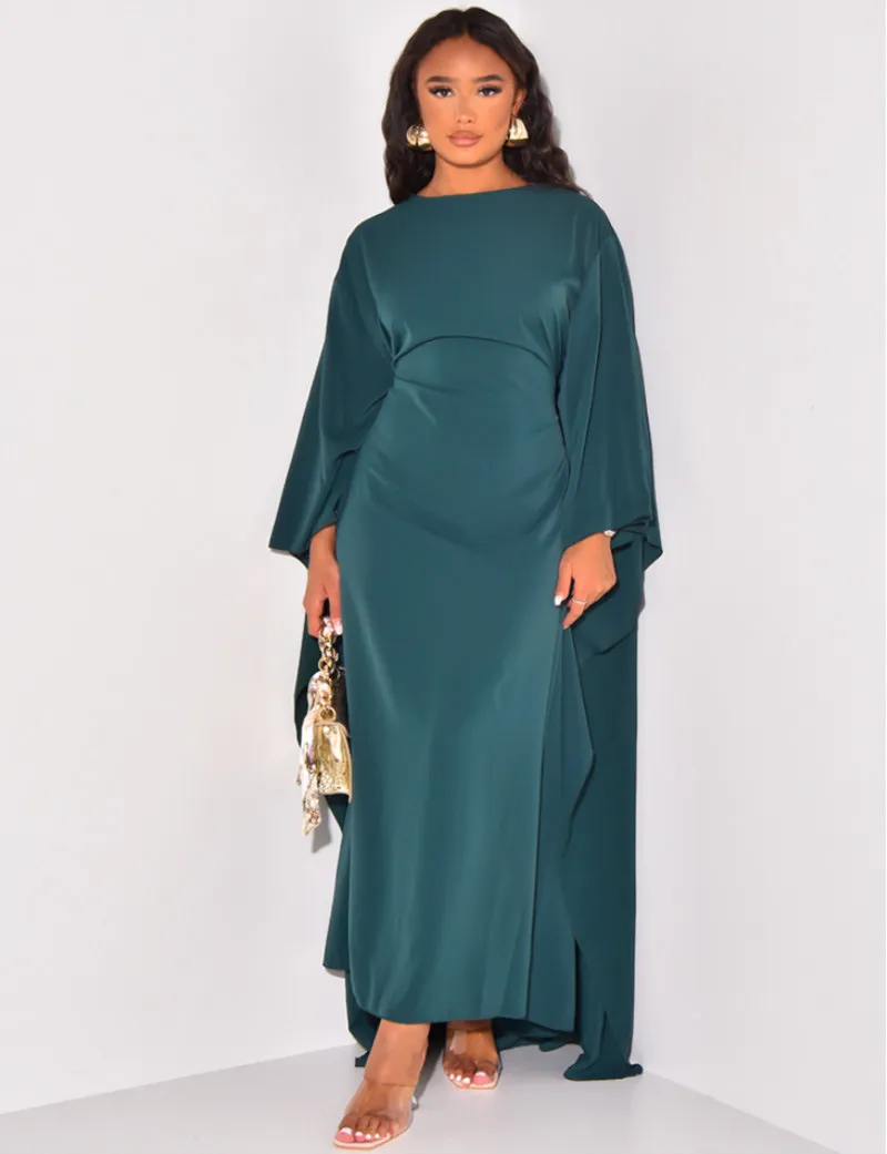 chinese dress ladies GLIGET Summer Dresses for Women 2024 Batwing Sleeve Knot Side Wrap Long  Dress (Color : Green, Size : Small) at Amazon Women's Clothing store