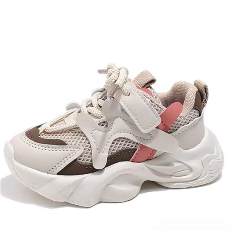 Popular Kids Sneakers Shoes 2024 Spring Boys and Girls Superfiber Leather Mesh Breathable Lightweight Anti Slip spell colors Casual Shoes