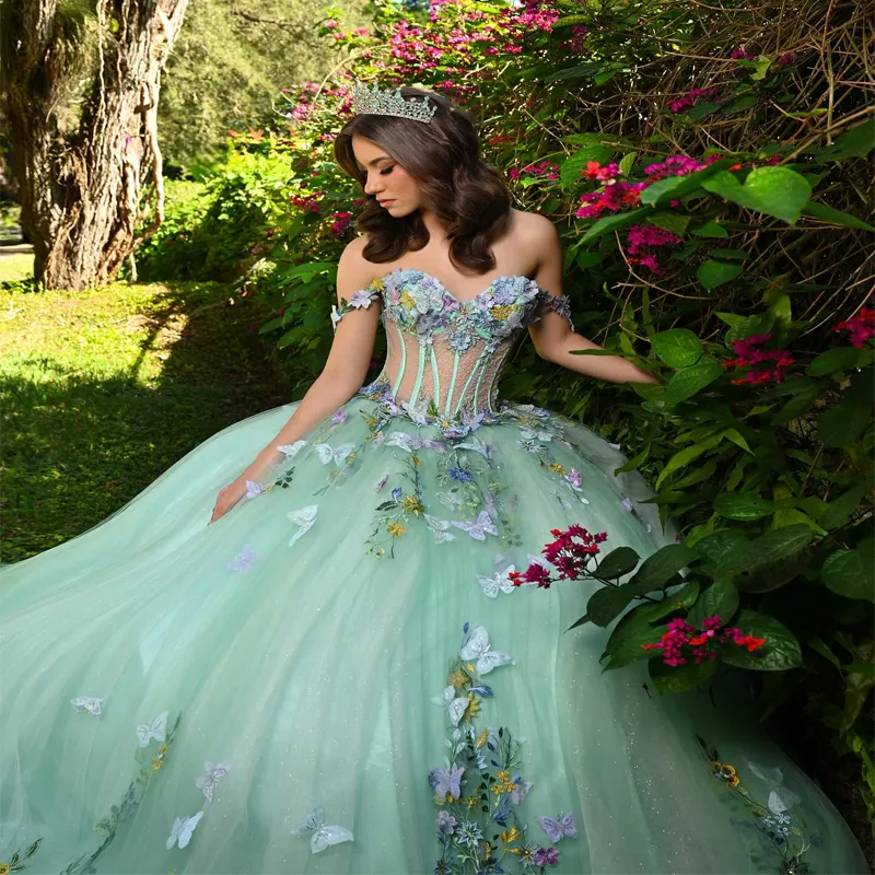 slim fit dress slacks Green Quinceanera Dress with Cape Sleeves