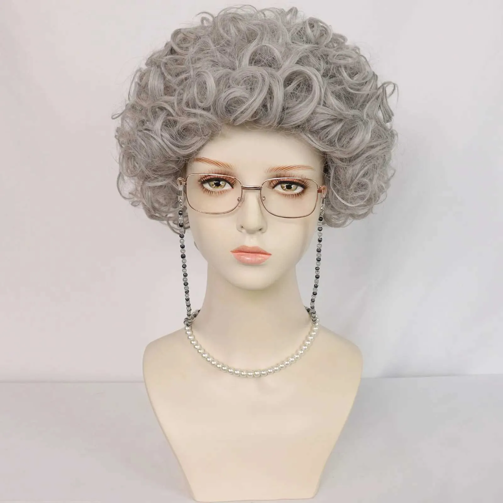 sachin and babi light blue dress Gray wig costume