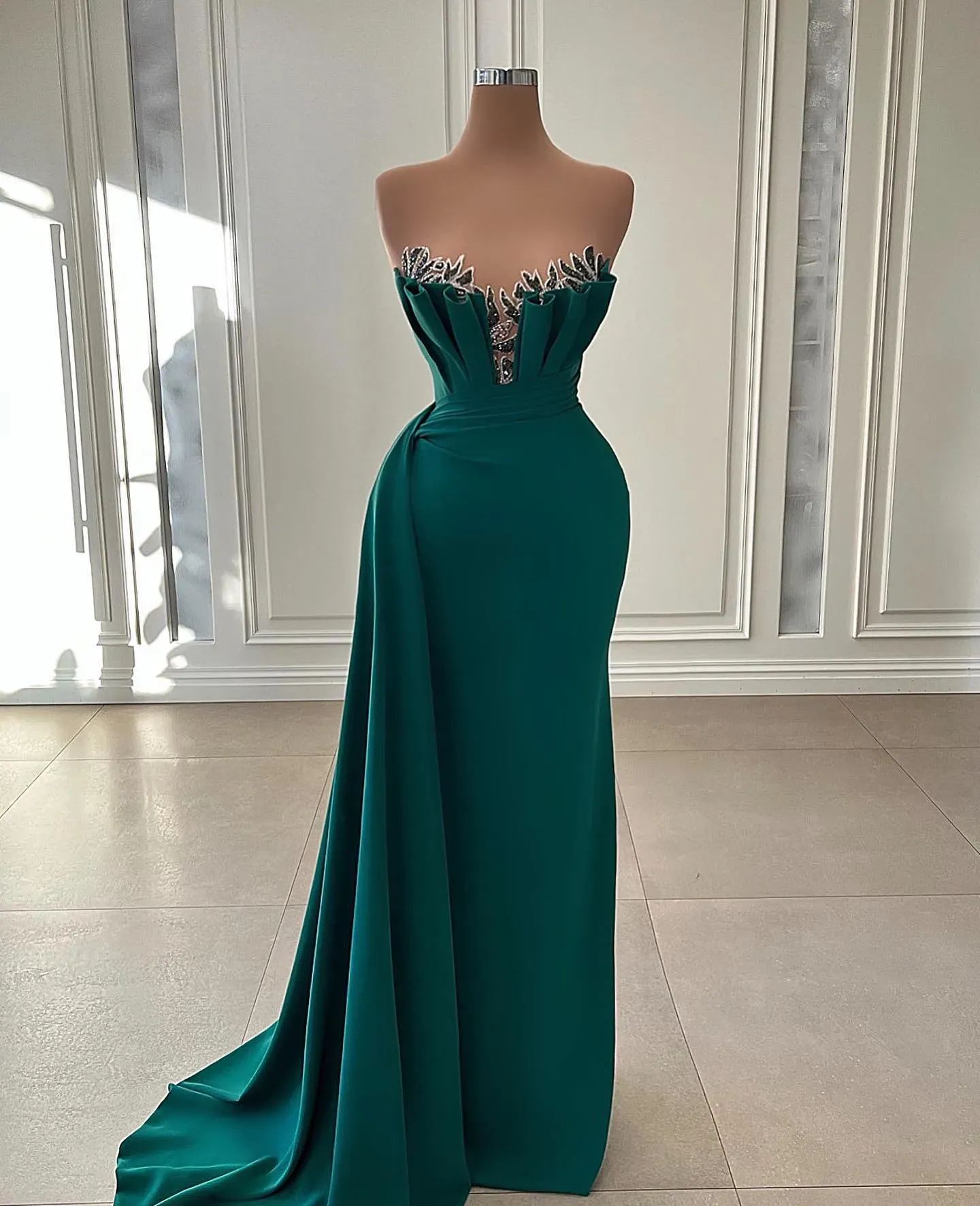 strapless emerald green dress Emerald Green Maxi Dress M main image 0