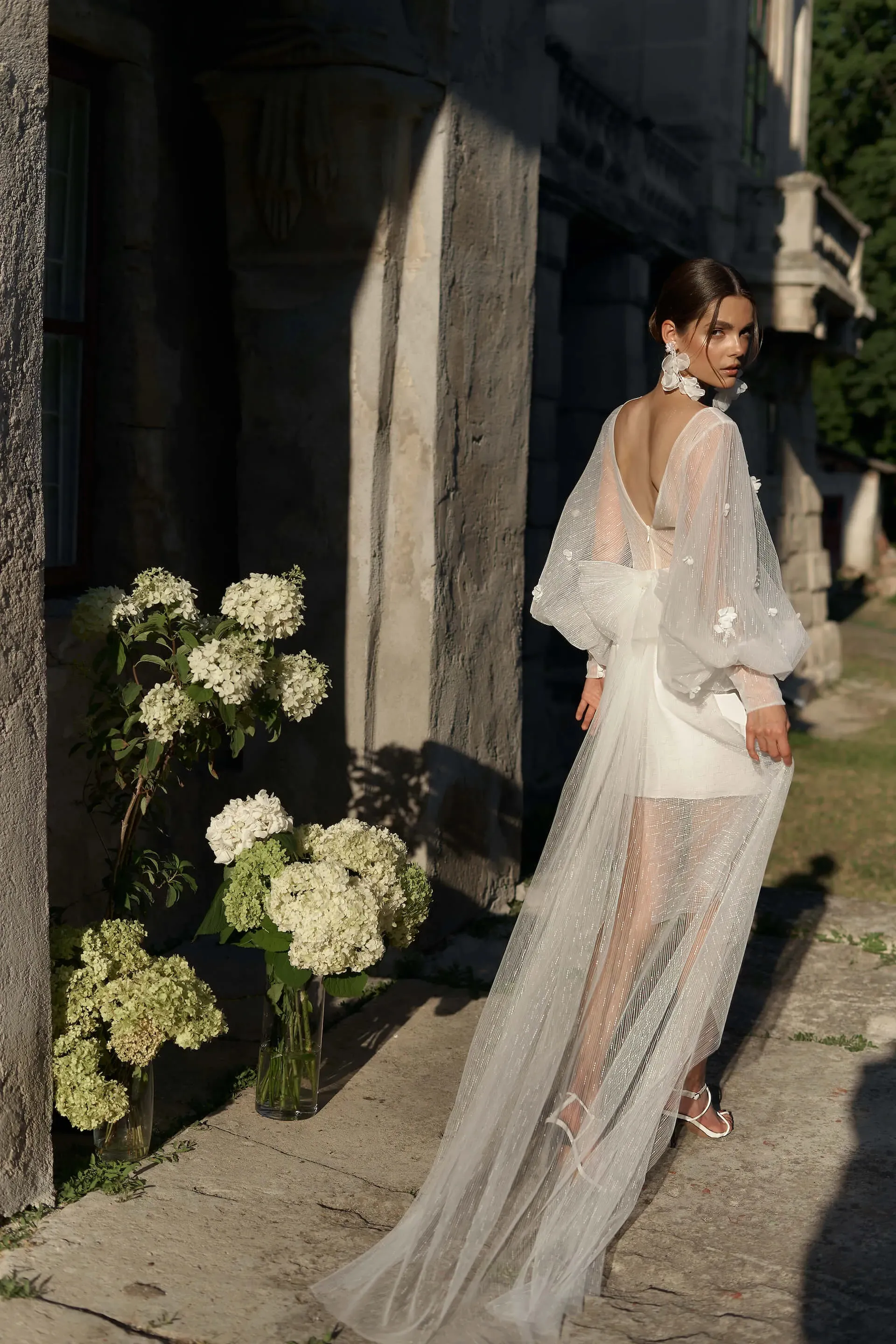 chinese dress ladies Simple Satin Sheath Deep V-neck Wedding Dresses With Lace Appliques, MW746 main image 0