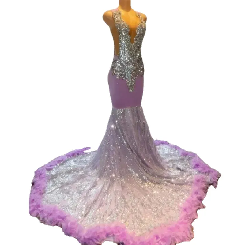 purple with silver dresses Purple and silver prom dress for black girl,sexy evening dress Y1710 Simplepromdress