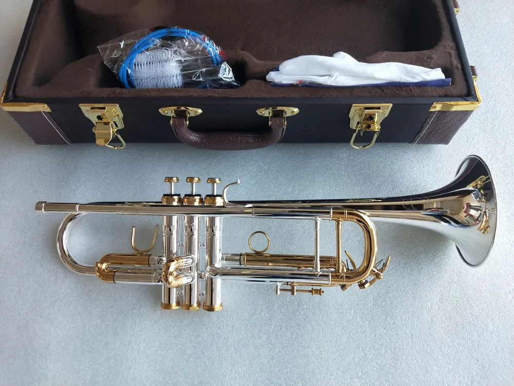Real Pictures Super Trumpet LT180S-72 Musical Instrument Surface Silver Plated Brass Bb Trompeta Professional With case