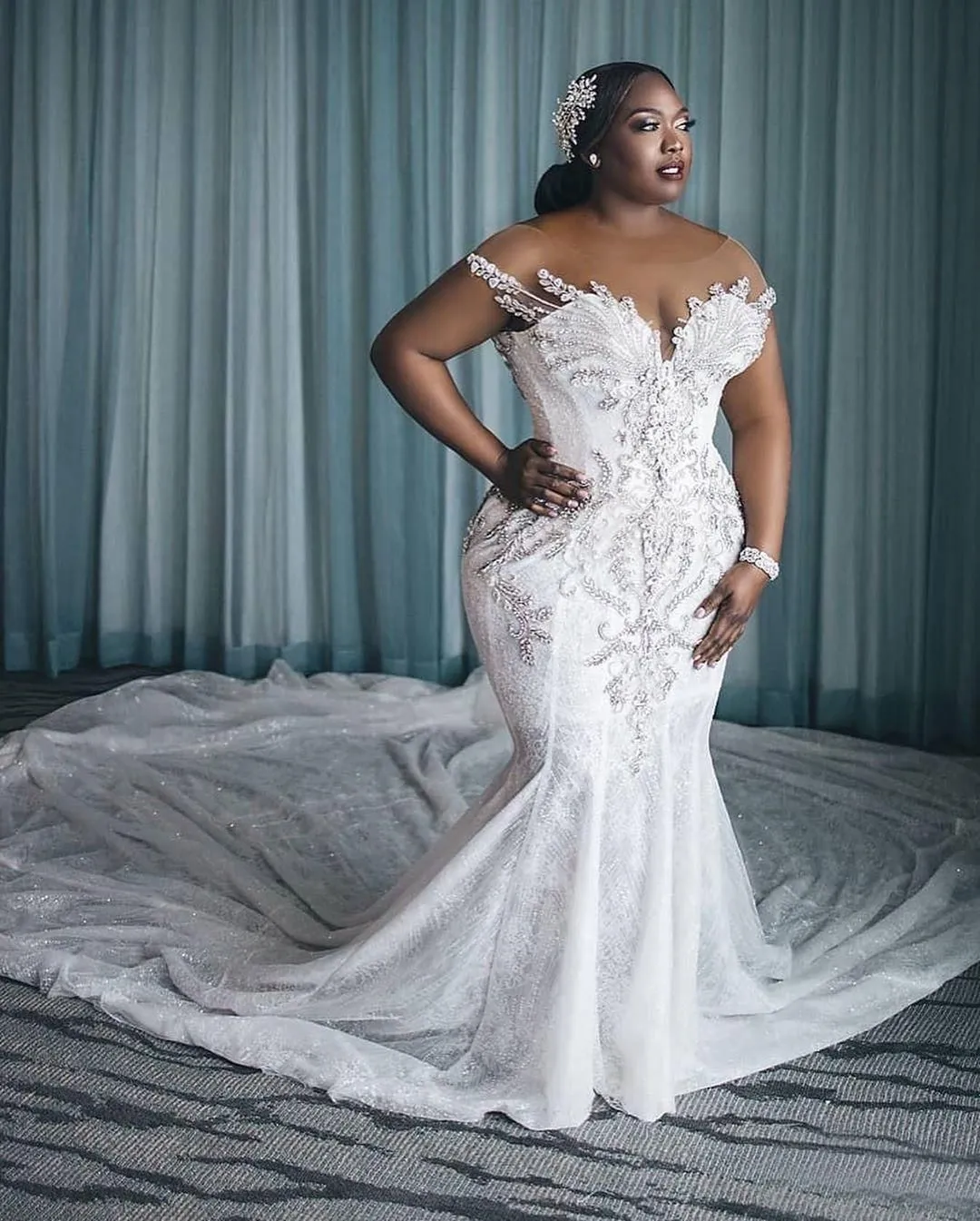 Cap sleeve mermaid wedding dress hot sale