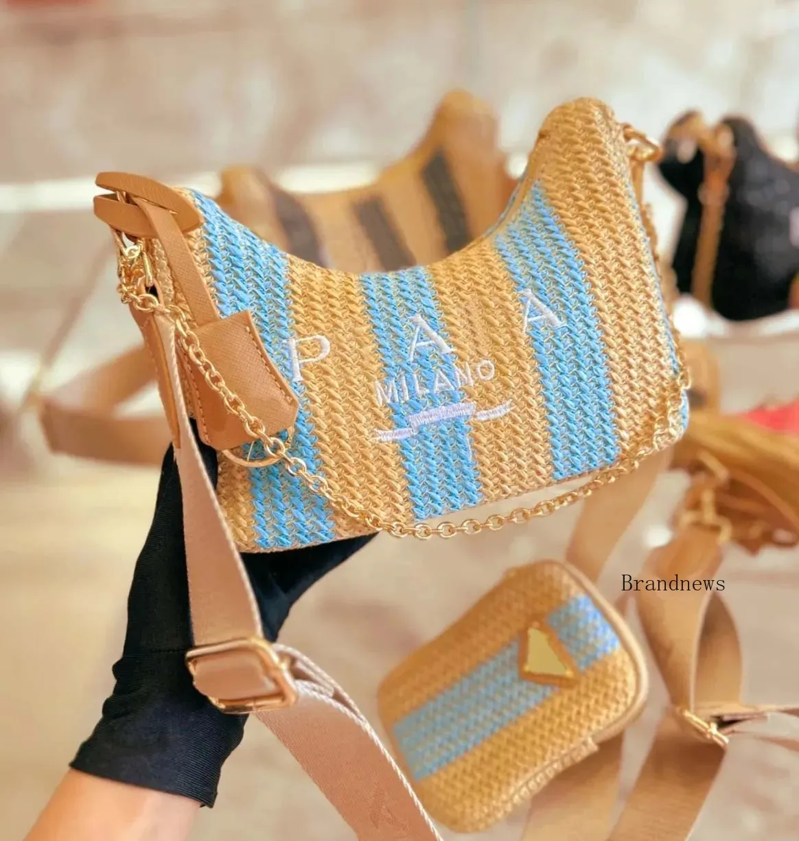 Designer Cross Body Bag Handbag 2024 Woman Straw Bags Nylon Shoulder