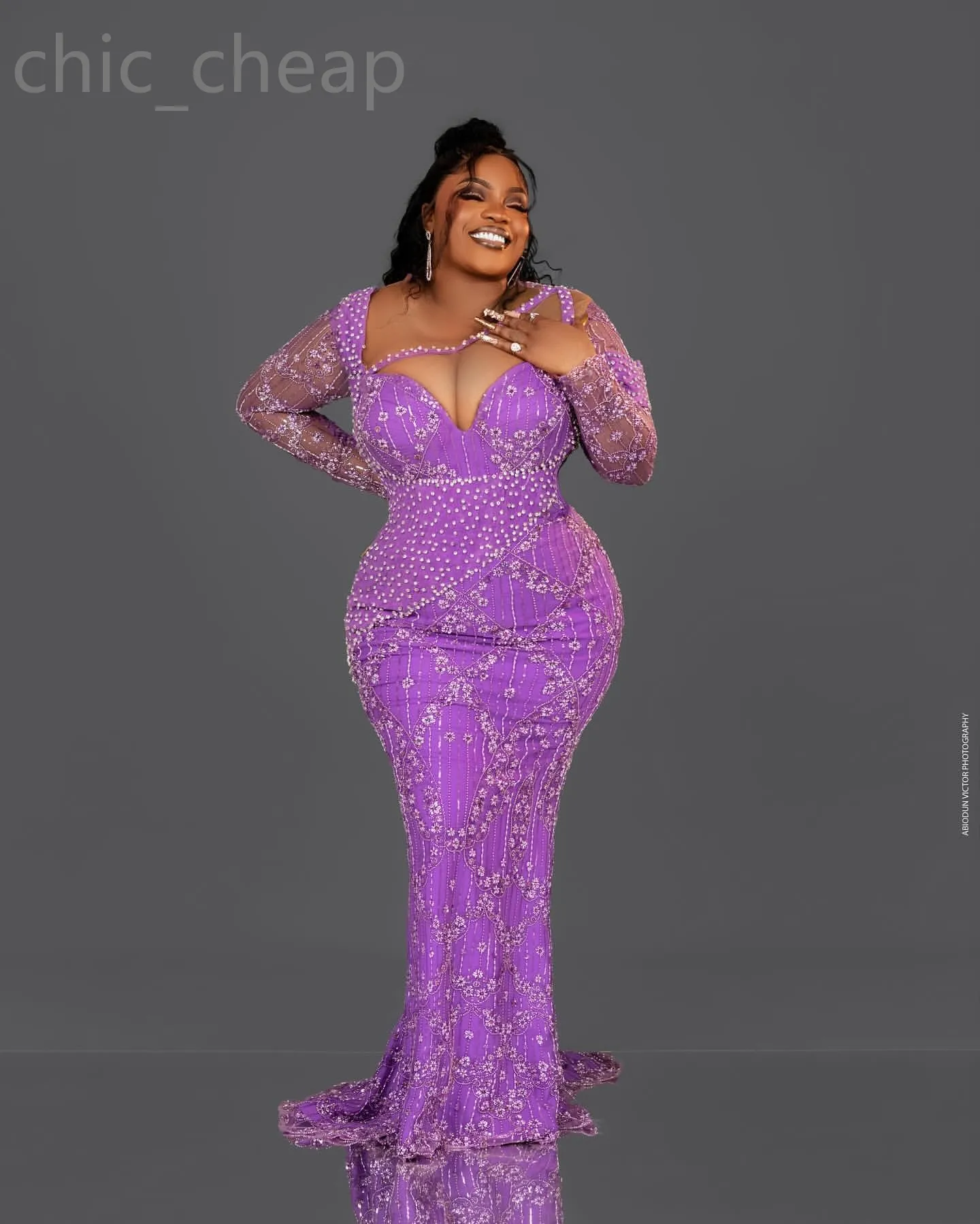 Plus Size Lilac Mermaid purple prom dress with Beaded Crystals for Evening  Formal Party, Second Reception, 50th Birthday, and Engagement - ZJ63