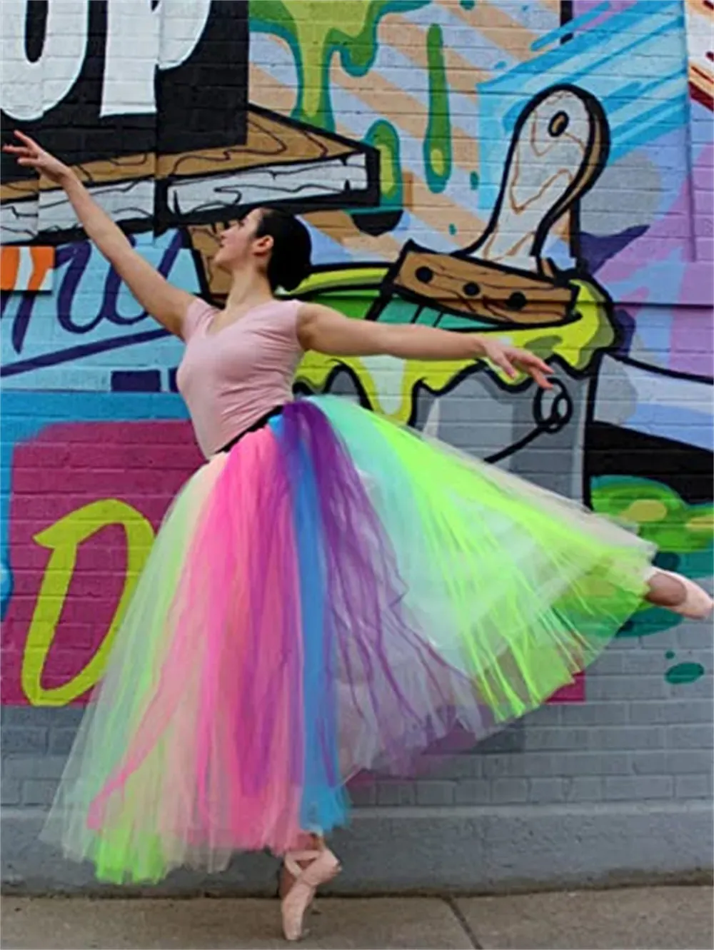 Rainbow puffy skirt sale