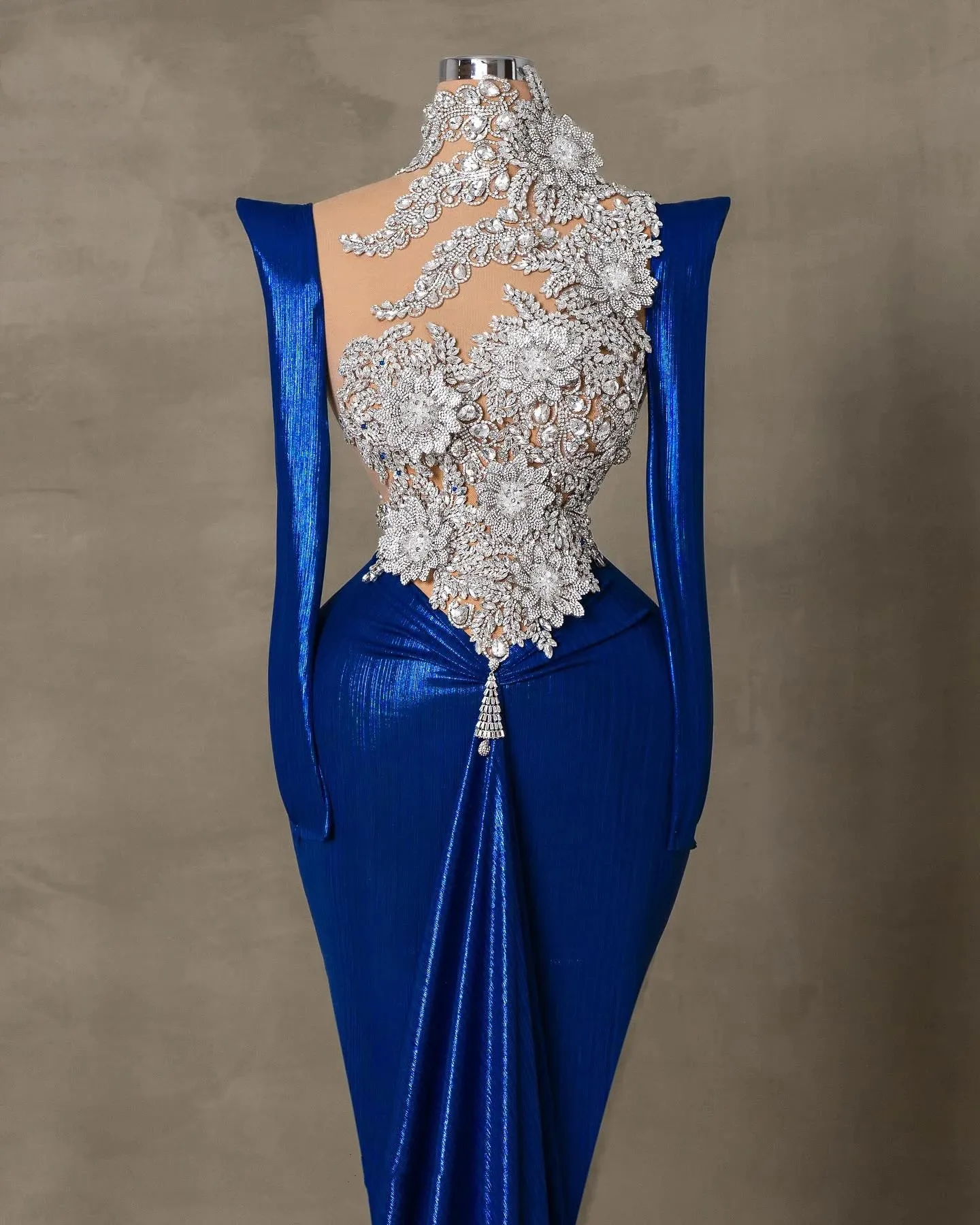 Modern Evening Dress Beaded Crystal Prom High Neck 3/4 Sleeve Slim  Rhinestone Mermaid Formal Party Dress from Dhgate Evening Dresses - price  347.93
