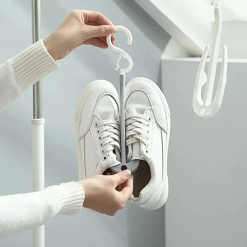 360 Rotating Windproof Shoe Drying Rack Double Hook Vertical Shoe Dryer Rack for Cross board Shoes