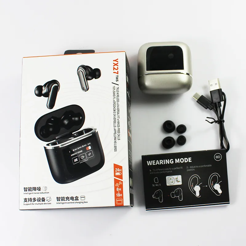 YX27 TWS Earbuds With Touch Screen, Bluetooth 5.4, ANC