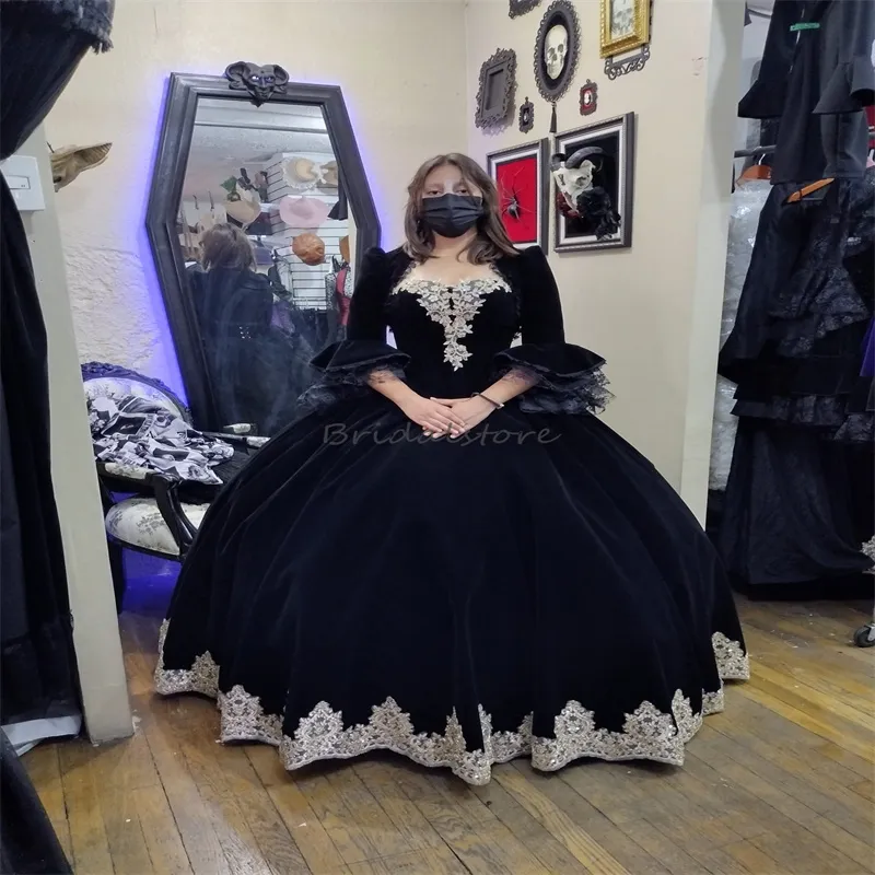 Historical Victorian Black Prom Dresses With Jackets 2024 Marie Antoinette Costume Medieval Rococo Vampire Gothic Robe De Mariage