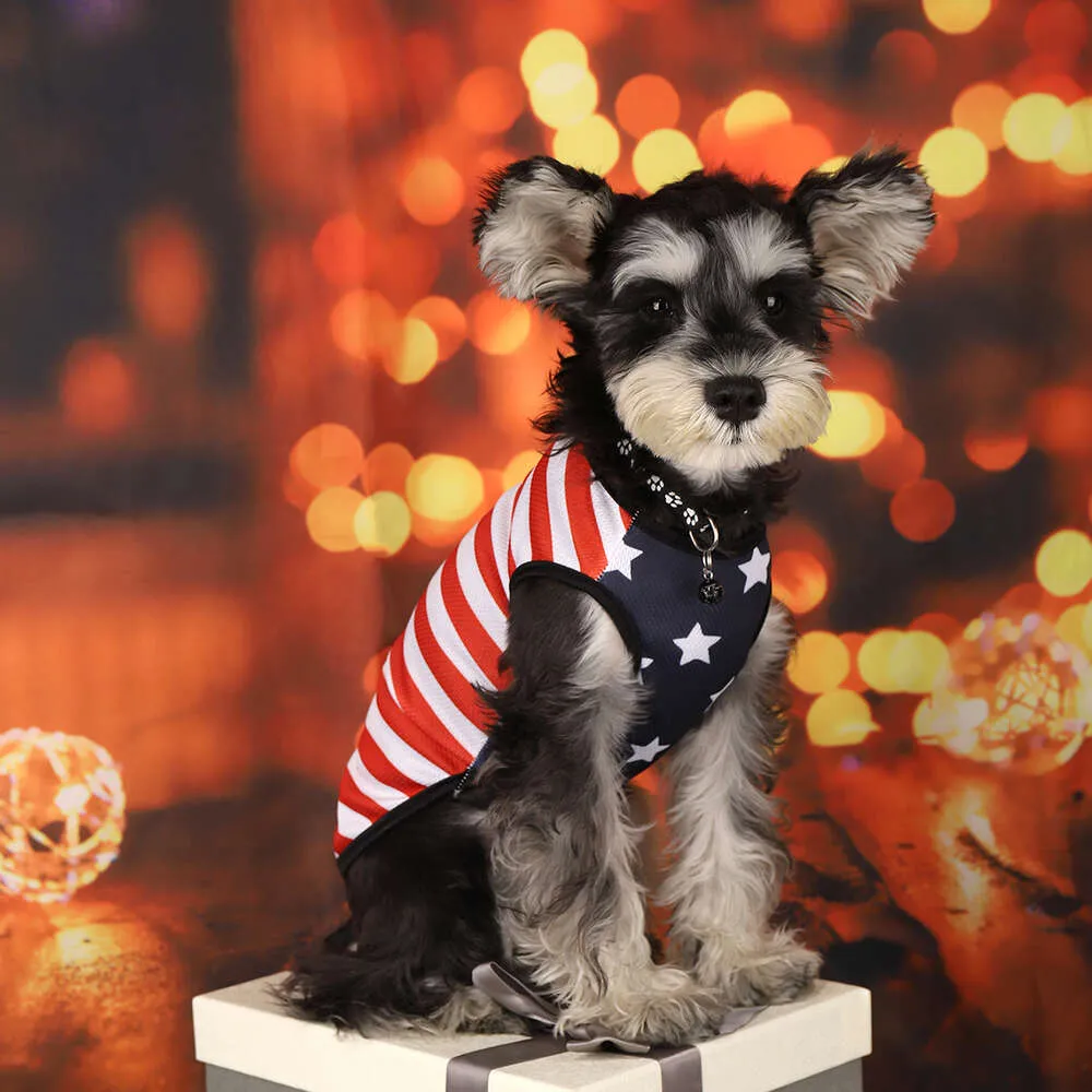 Stars Stripes Dog Vest Summer Cartoon Print Tee for Small