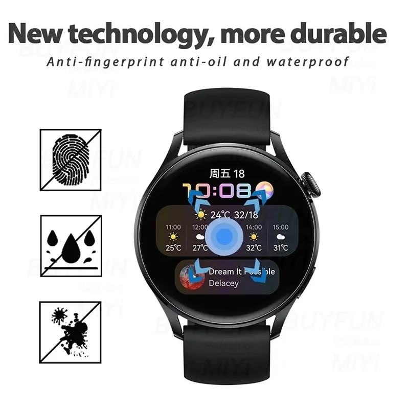 3-12 Pack 9D Curved Soft Hydrogel Film Screen Protector for Huawei Watch GT  Pro/GT Pro/GT 46mm/GT 2e Smartwatch, Full Coverage Not Glass