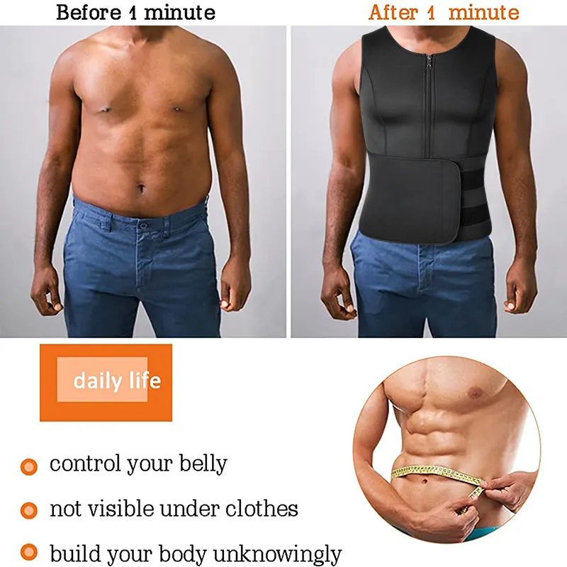 Mens Double Belt Sauna Vest Waist Trainer Body Shaper For Slimming Abdomen Shaping And Fat Burning Sweat Shirt Corset Top Fitness Thermal Suit From Homepro6 13.55 DHgate.Com