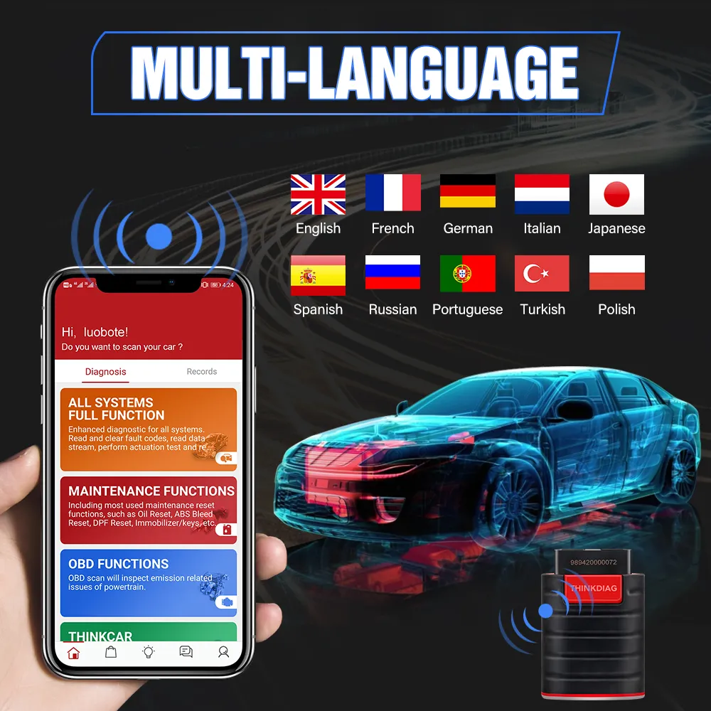 Thinkdiag OBD2 Scanner full software 1 year Free Update Code Reader ECU Coding Active test Diagnostic Tool Thinkdriver Easydiag