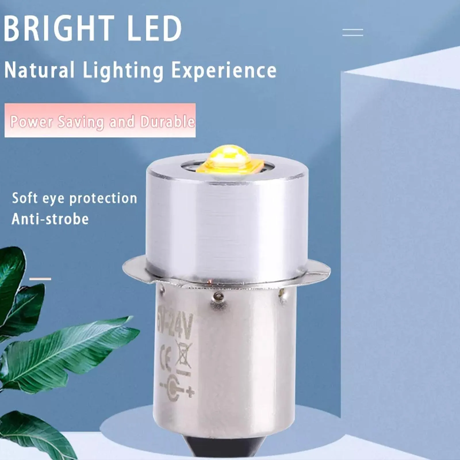 Fllyvly LED-vervangingslamp voor zaklampen 3V, P13.5S 3W, krachtige LED-lamp voor Maglite 2D, noodwerklicht, wit licht, eenvoudige installatie