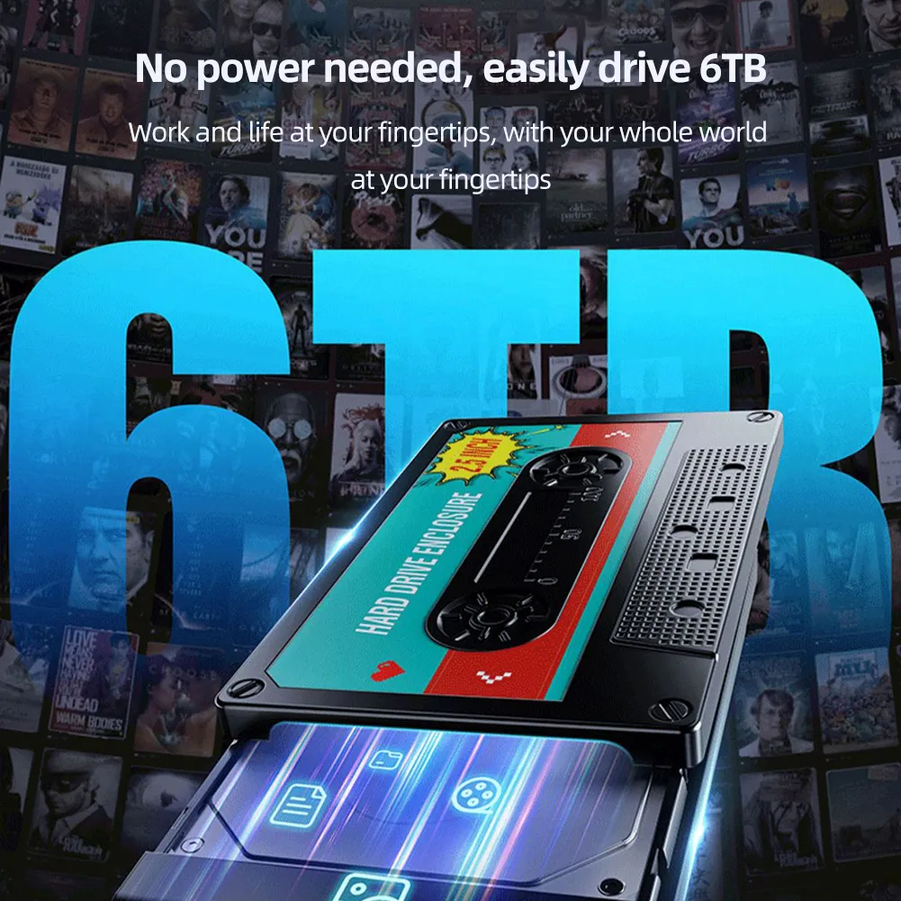 USB3.1 Hard Drive Case SSD Box Cassette Tape Transparent Hard Disk Box for 2.5'' HDD Enclosure SATA to USB3.0 External HDD Case