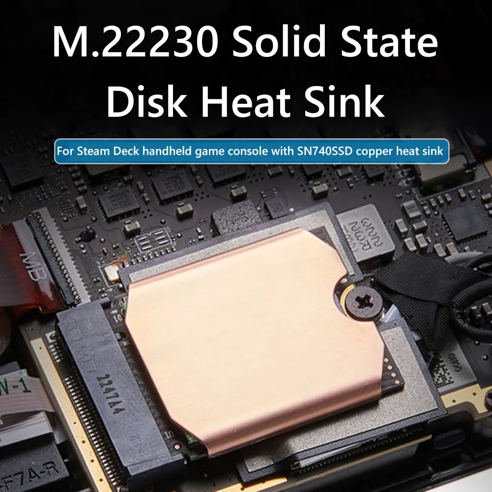 Heat Sink for Steam Deck M.2 2230 SSD SSD Heatsink with Thermal Silicone Pad Solid State Hard Disk Cooler Game Console Accessory