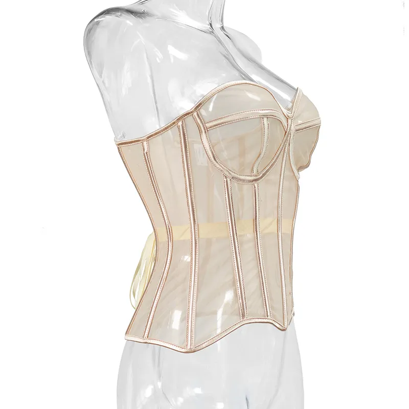 Shapewear Corset: Women's Sheer Mesh Waist Cincher Gothic Style Body  Corsets Shapewear, Vintage Slimming Belly Trainer Corset