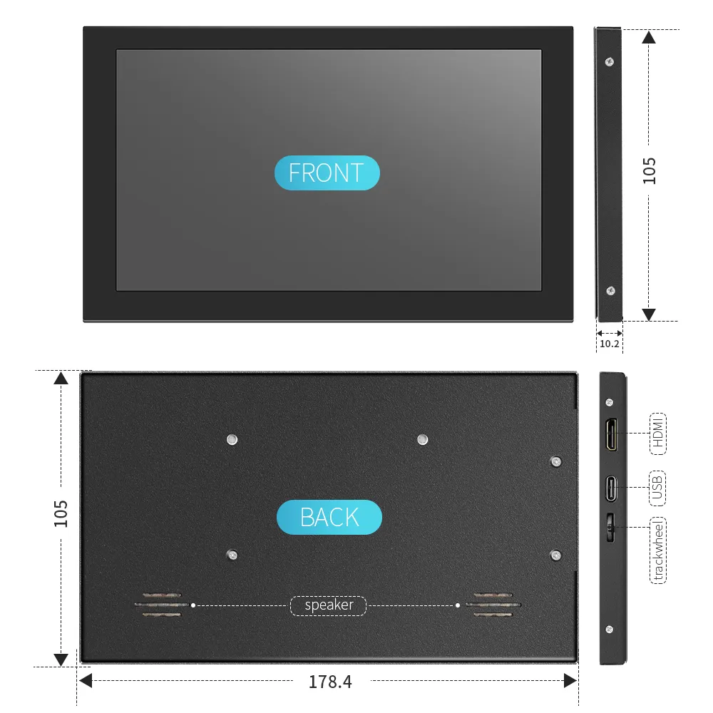 7 Inch IPS Touch Screen HDMI-compatible LCD for Raspberry Pi Orange Pi Windows PC Display with Cortical Case Portable Monitor