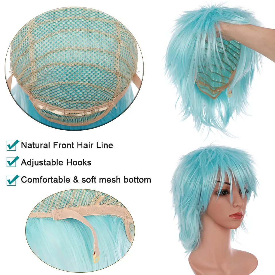 Synthetic Short Orange Anime Cosplay Wig for Women and Men, 12-Inch Orange  Headpiece for Christmas and Party