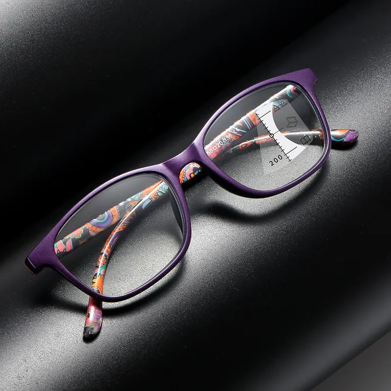 Unisex Multifocal Progressive Reading Glasses - Anti Blue Light, Half Rim, +1.00 To +4.00
