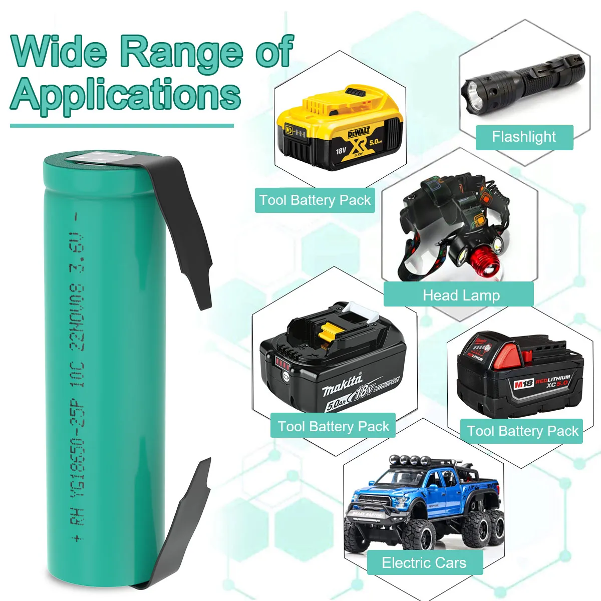 3.7V 18650 Lithium Battery HG2 2800mAh VTC4 VTC5 VTC6 30A Discharge Rechargeable battery  DIY Nickel For 18V Tool Battery Drone