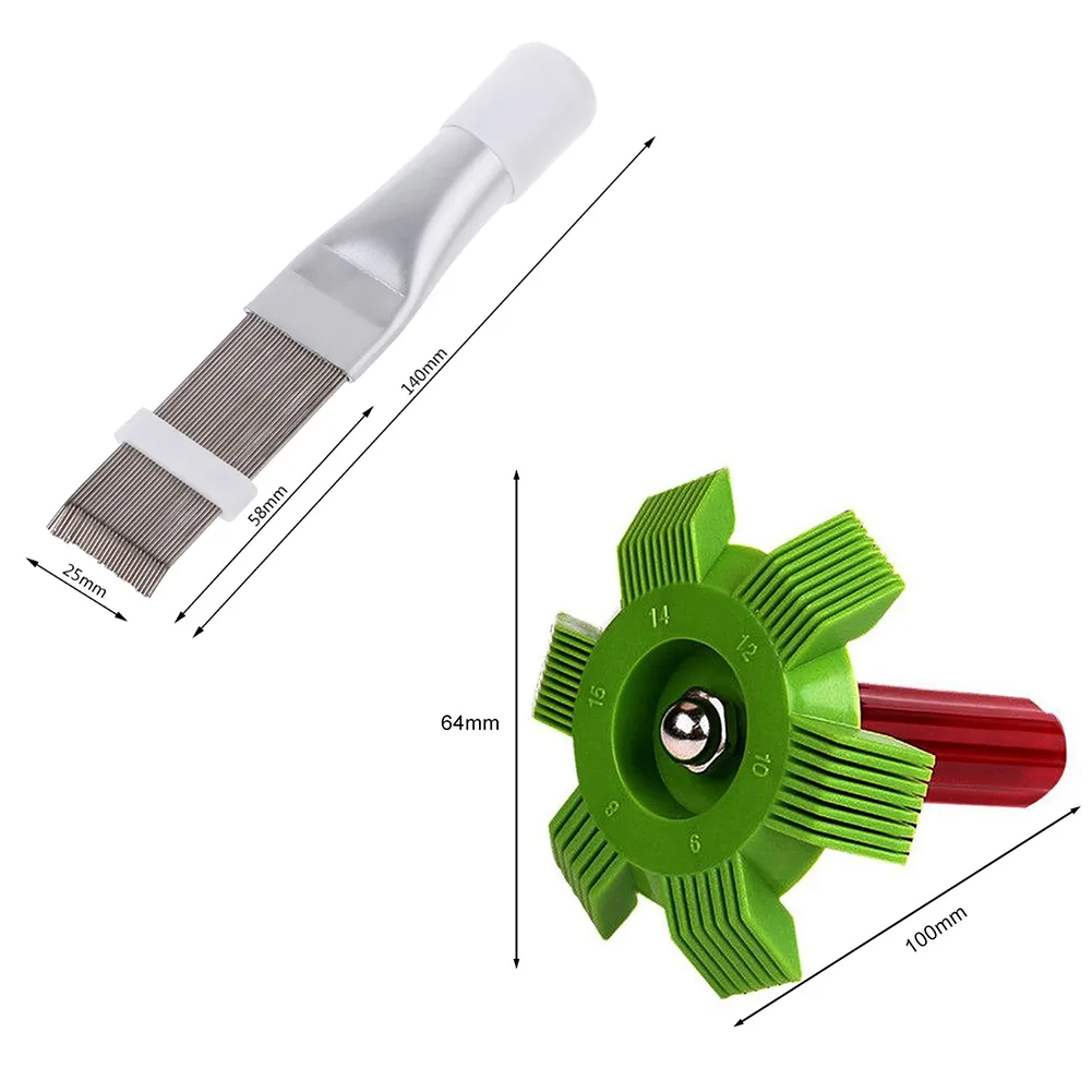 2 Stuks Fin Kam Airconditioner Fin Cleaner Condensor Fin Stijltang Verdamper Radiator Fin Schoonmaken Tool Fin Reinigingsborstel(Groene Vinkam