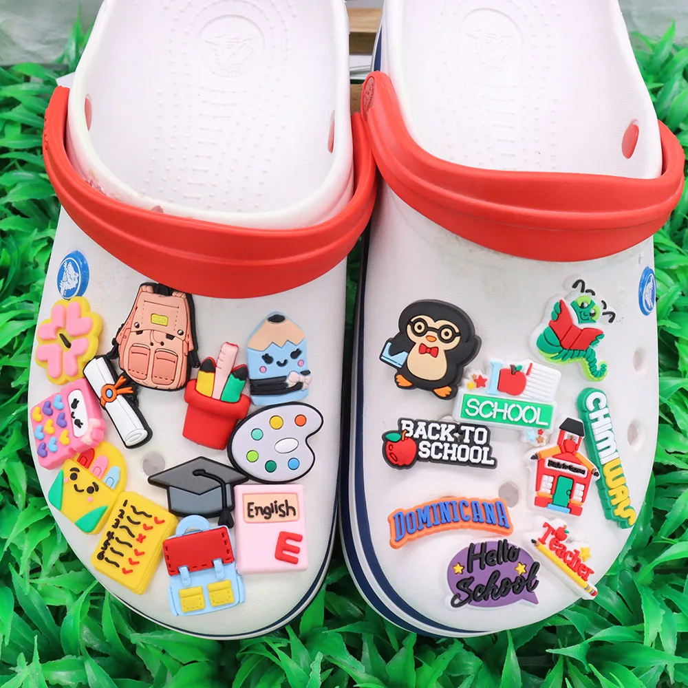 PVC Back To School Teacher Pencil Kids Shoes Buckle Charms