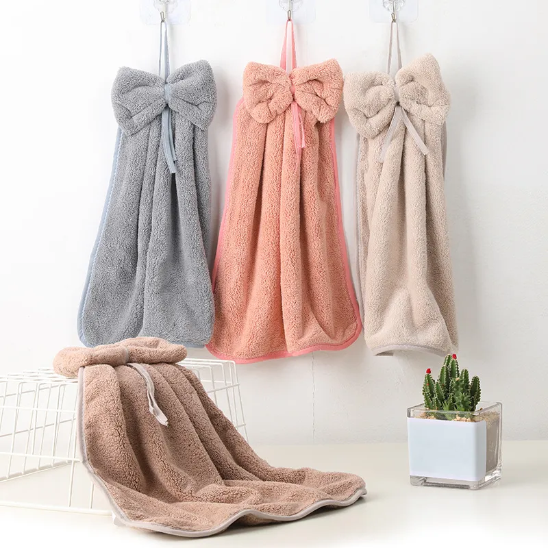 Coral Velvet Bowknot Plush Hand Towels Soft And Absorbent Kitchen And Bathroom Accessory 30x33cm From Ddmycrazy 10.1 DHgate.Com