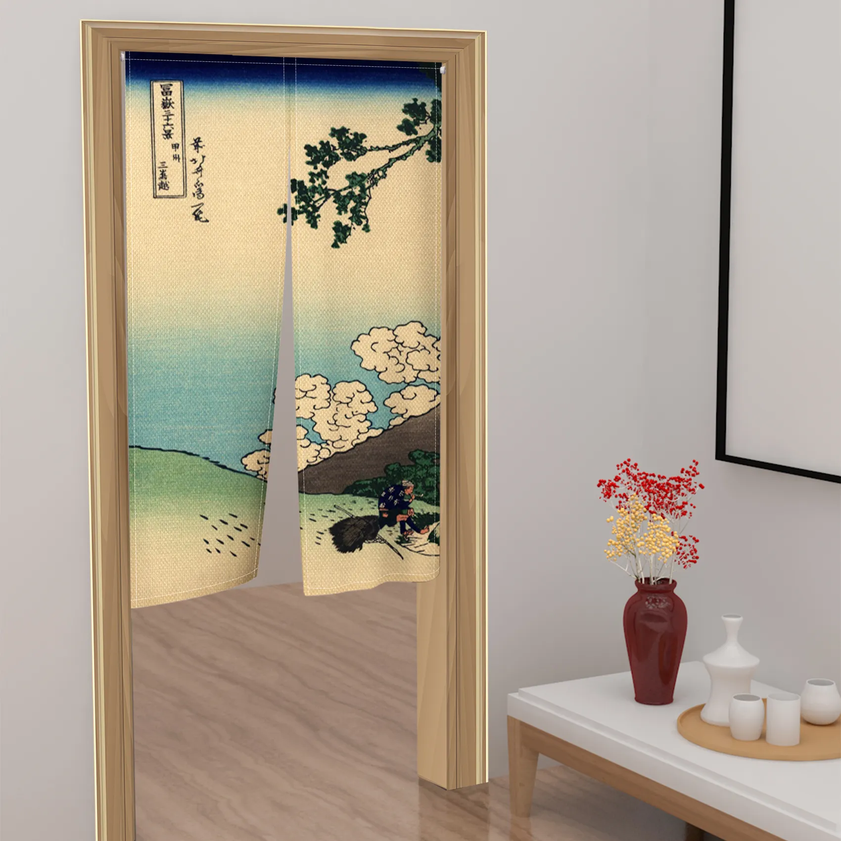 XMXY Japanese Doorway Curtain Noren, Colorful Hexagon Seamless Door Closet Curtain Panel, Room