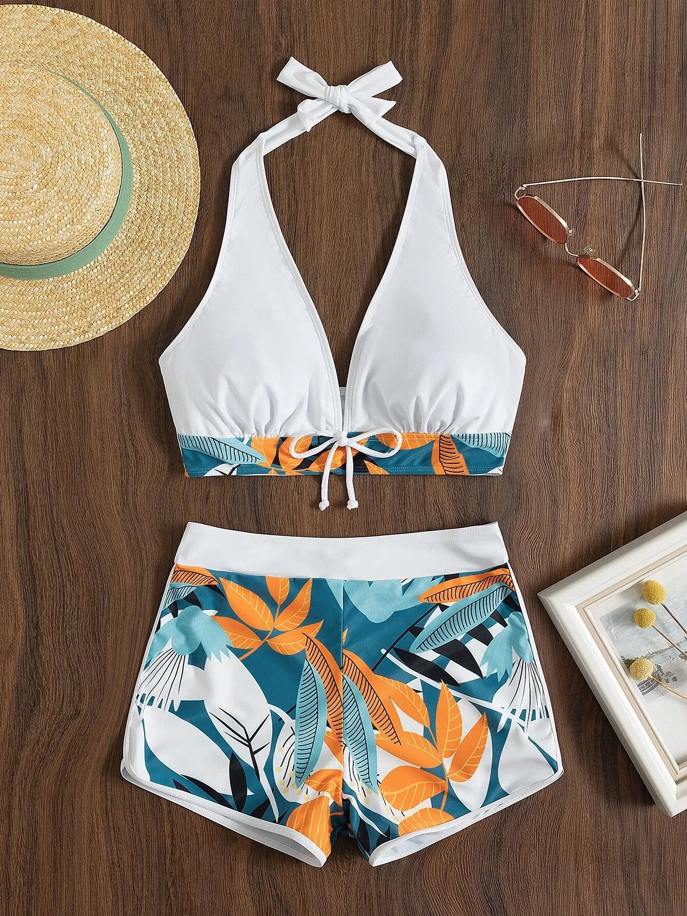 High Waist Bikini Set: Womens Halter Print Swimsuit Brazilian