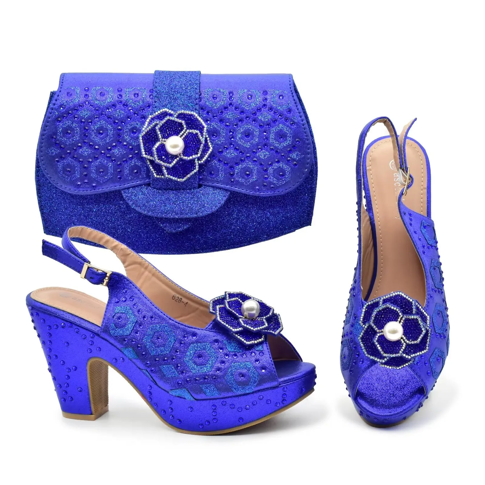 Doershow Italian Purple Leather Shoes and Bag Set for Evening Party with  Stones, Matching Handbags HGW1-4
