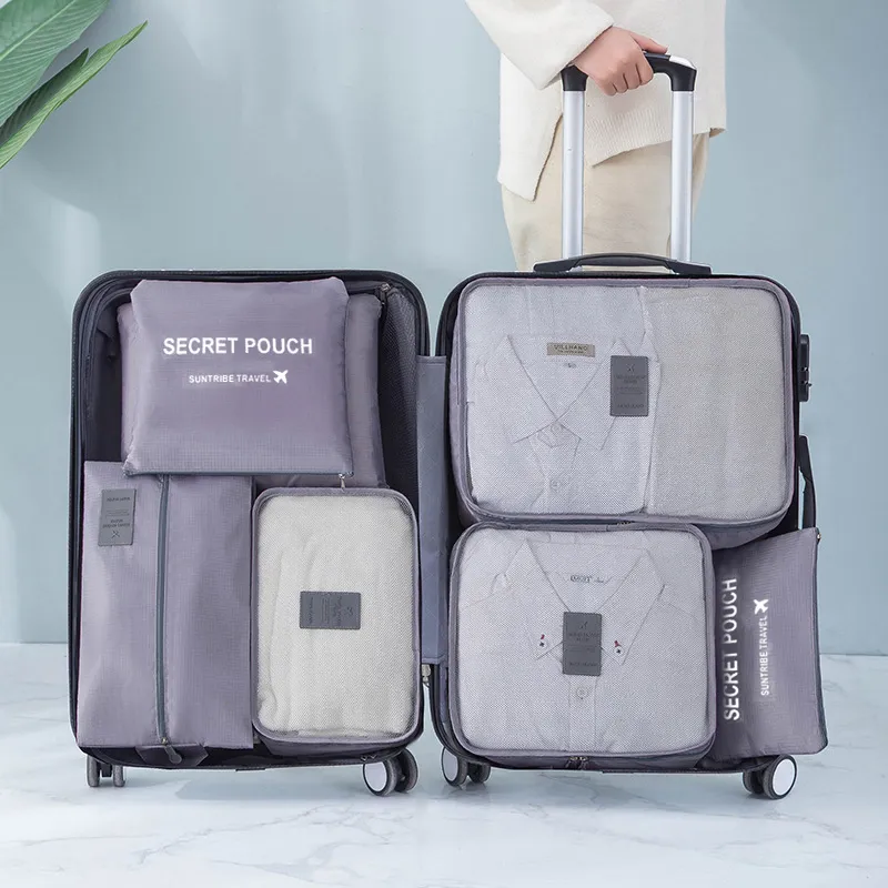 DHgate 6 7Pcs Travel Organizer Bags for Clothes Shoes Makeup Waterproof Packing Cubes Set Home Garden