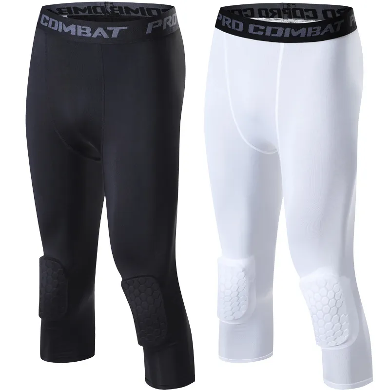 Mens Padded Sports Leggings With 3 4 Cropped Compression Pants Women For Running Jogging Football Basketball Elastic Compressions And Sweatpants From Ddmyday 9.1 DHgate.Com
