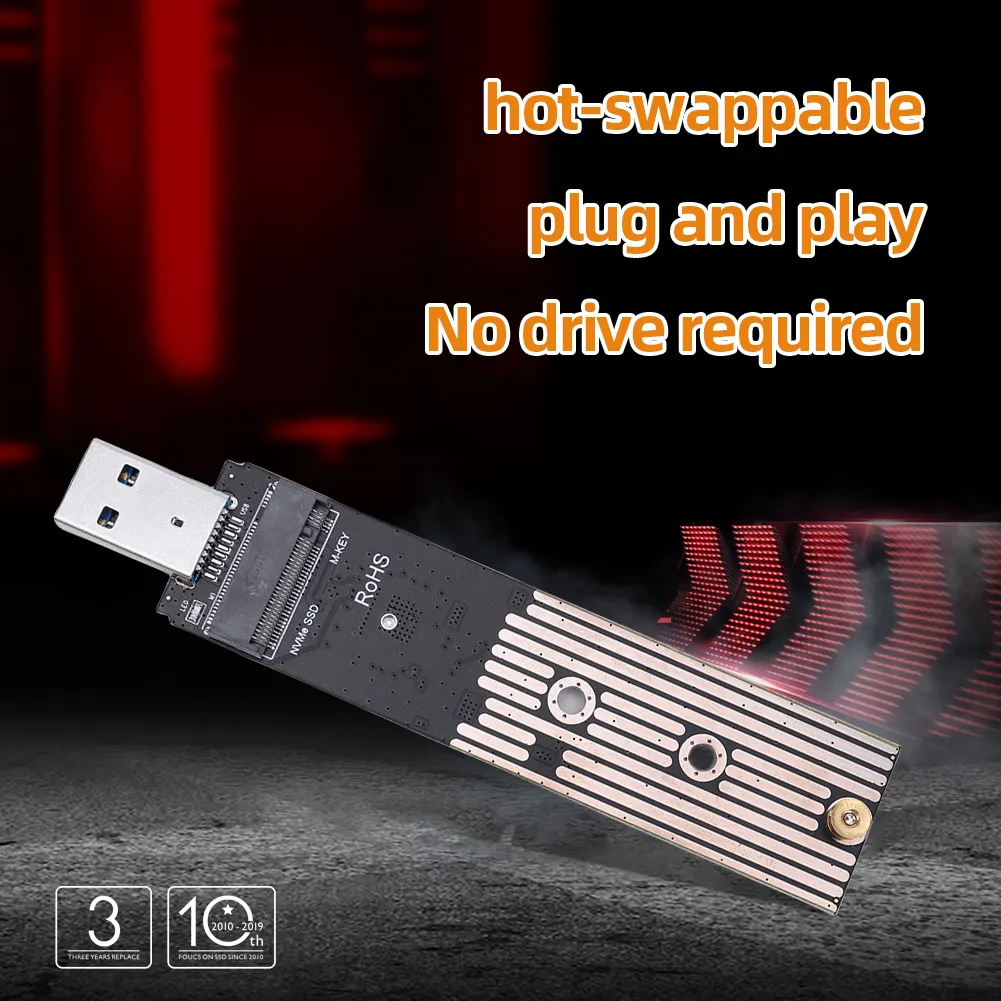 M.2 NVME SSD to USB Adapter USB3.1 Hard Disk Converter 10Gbps Gen 2 Convert Card for Samsung 970 960 Series for Intel NVME SSD
