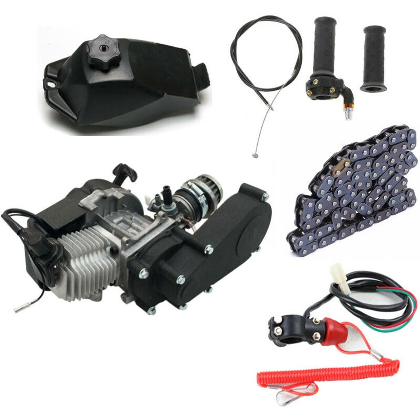 49cc 2-Stroke Engine With Pull Start - Air-Cooled Single Cylinder Motor For Mini Bikes & Scooters