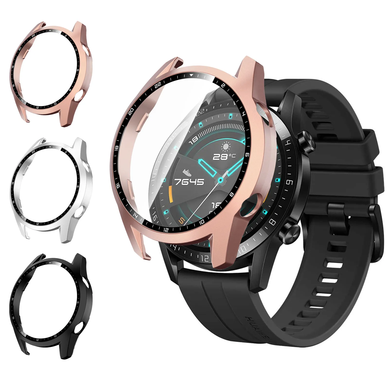 Tempered Glass Case For Huawei Watch GT2 46mm 2 in 1 Screen Protector Bumper Shell For Huawei Watch GT 2 46mm Cover
