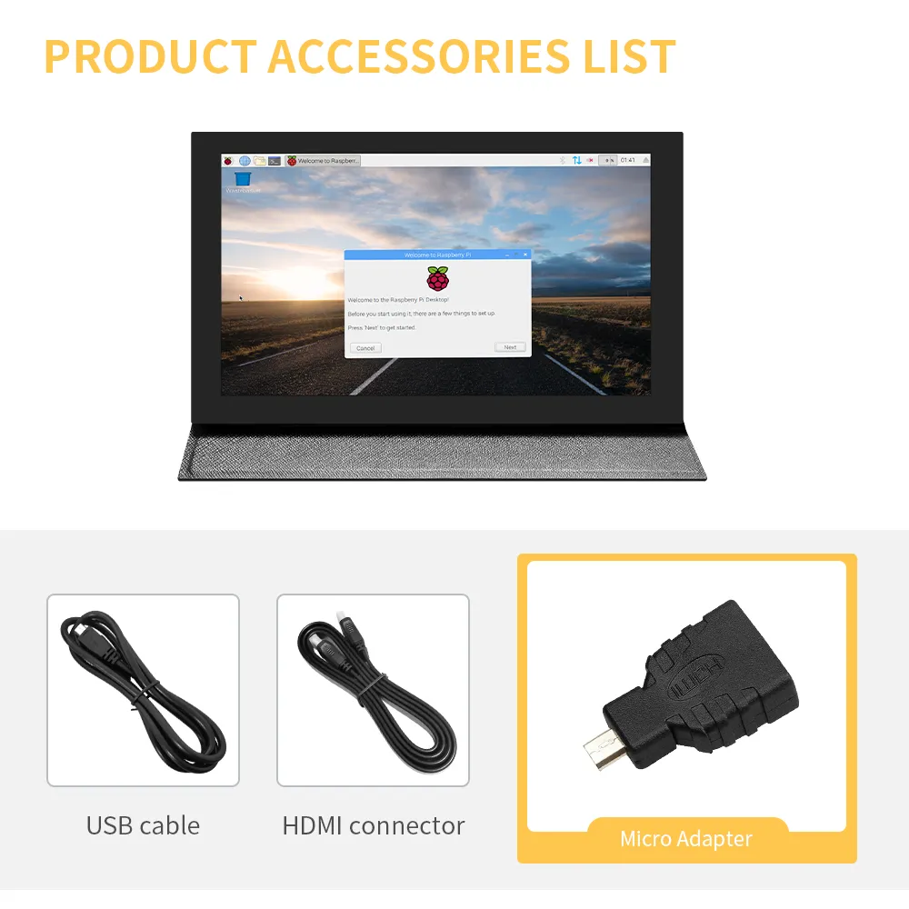 7 Inch IPS Touch Screen HDMI-compatible LCD for Raspberry Pi Orange Pi Windows PC Display with Cortical Case Portable Monitor
