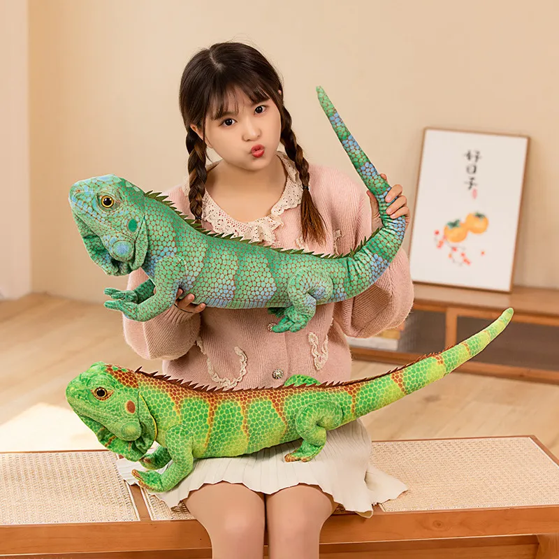現実的なイグアナトカゲの置物：子供やコレクターのための柔らかい豪華