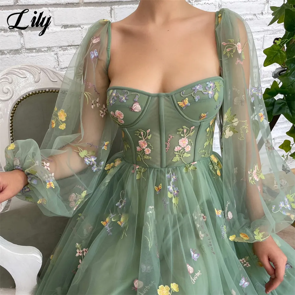 Lily Green Embroidery Lace Ankle-Length Prom Dress with Long Sleeves and Belt Decoration from Dhgate Junior Bridesmaid Dresses - price 164.64 Lily Green Embroidery Lace Ankle-Length Prom Dress with Long Sleeves and Belt Decoration from Dhgate Junior Bridesmaid Dresses - price 164.64