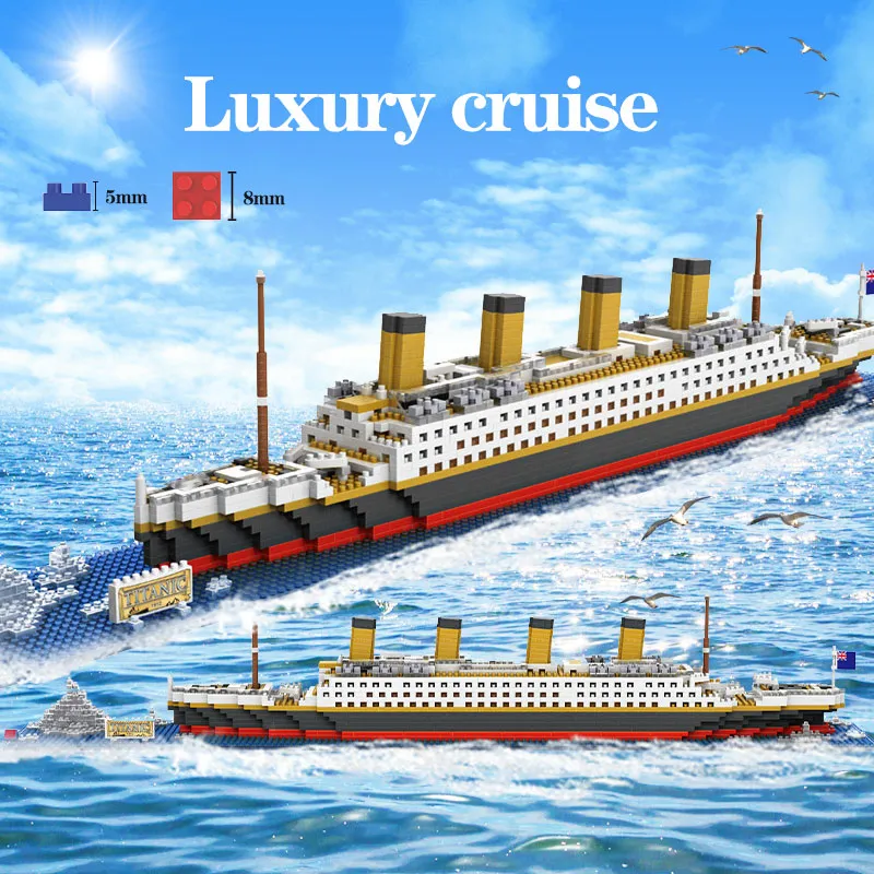 Titanic Cruise Ship Modelo Builds Builds Set Diy Diamond Bricks