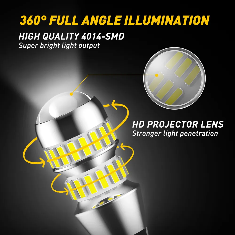 4x T10 W5W SMD LED Bulbs – 360° 12V Interior White Light