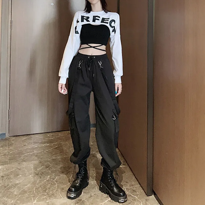 Emo Crop Top Black Cargo Pants Egirl Suit Alt Clothes... From 13,45 | DHgate Emo Crop Top Black Cargo Pants Egirl Suit Alt Clothes... From 13,45 | DHgate
