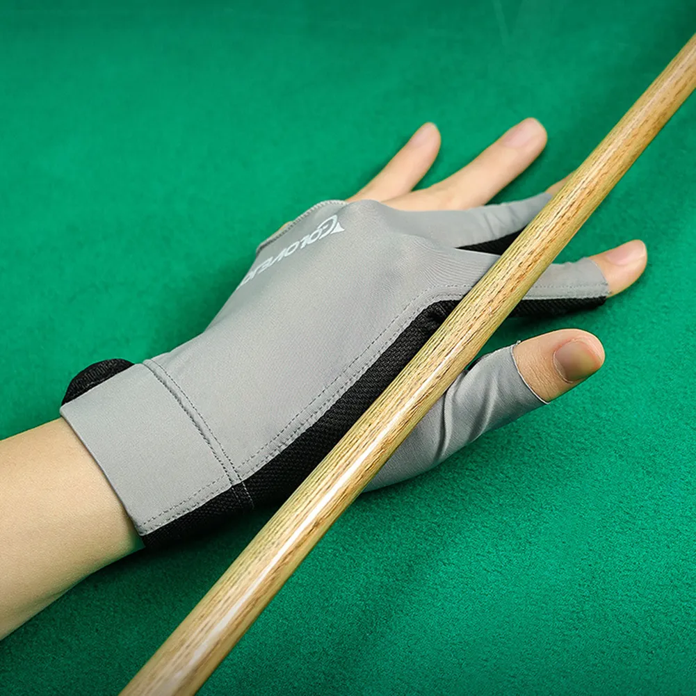 Open Finger Billiard Pool Gloves Adjustable Sticker Polyester Snooker Pool Gloves Smooth Soft Portable Reusable Amateur Training
