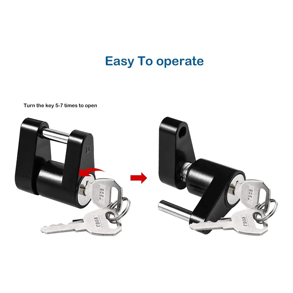 RETRUE Trailer Tongue Coupler Lock, Upgrade Trailer Cyberlock Extra Wide 1.2'' Span, Dia 1/4'', Heavy Duty Trailer Latch Lock For Wide Trailer Coupler, Tow Boat Accessories, RV Truck Car's, Silver