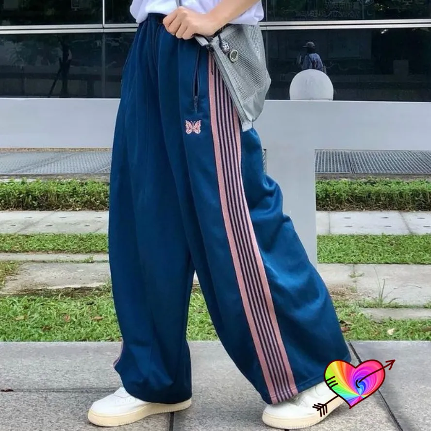 Pink Butterfly Stripe Needle Track baggy pants - 2023 Men& Pink Butterfly Stripe Needle Track baggy pants - 2023 Men&